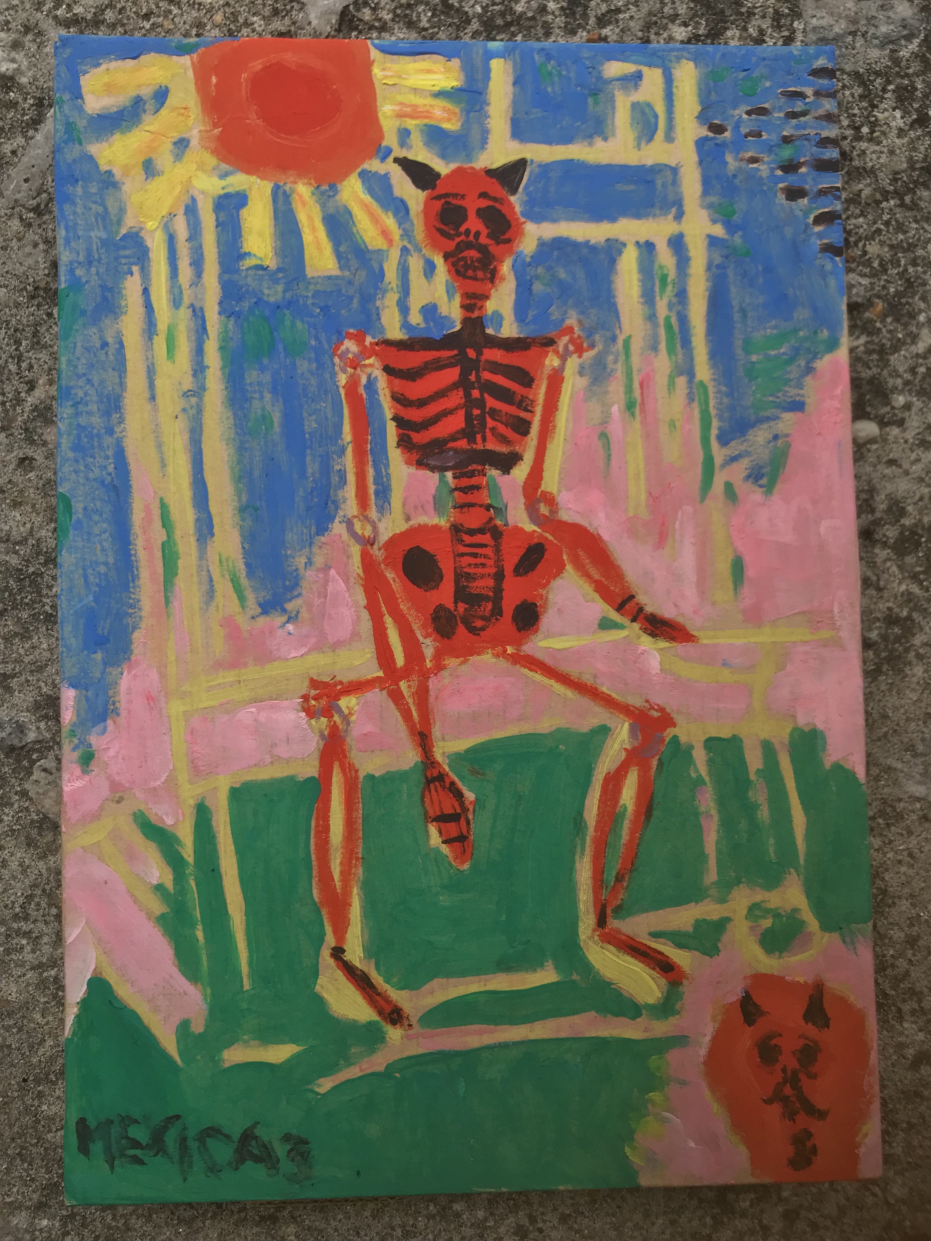 "MEXICA 3", Justino, acrílico em papelão, 2018.