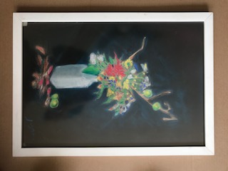 “Flores da Mantiqueira em Garrafa (Descartável) de Leite” - pastel em papel, 30 x 45, 2016.