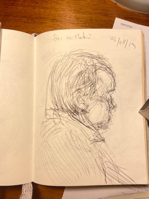 “Série No Metrô – 3”  – lápis em papel, 11,5 x 15,5, 2019.