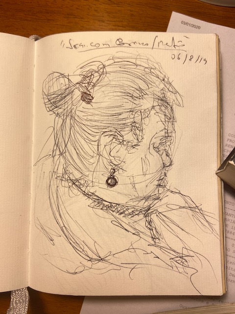 “Série No Metrô – 2” – lápis em papel, 11,5 x 15,5, 2019.