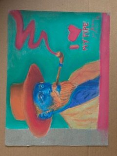 "Um sósia de VvG fumando cachimbo", Justino, pastel em papel, 2016.