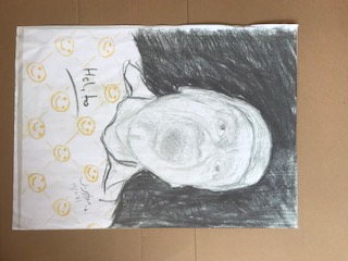 "Um Grito, Helito", Justino, impressão digital de desenho a carvão e lápis, 2017.