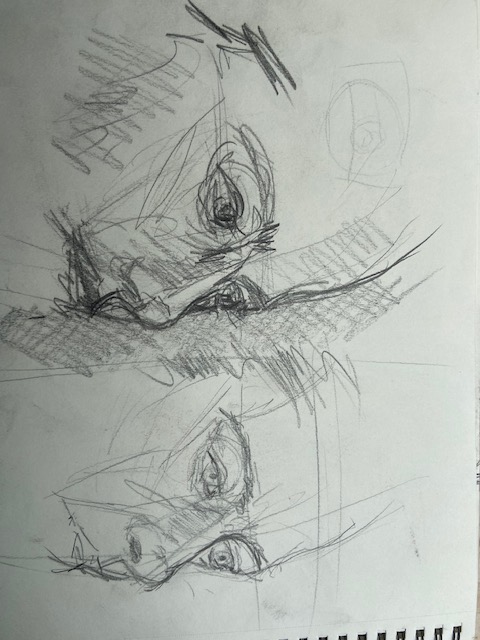 Cinco minutos - 4, Justino, lápis preto, 2020.