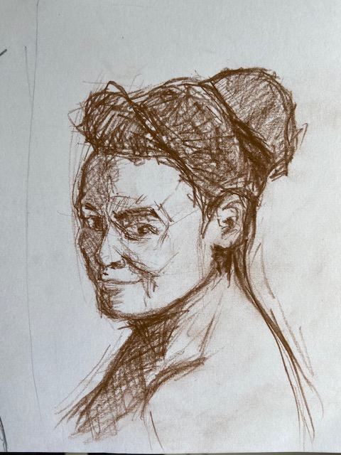 Série Cinco minutos - 6, Justino, desenho a lápis 3B, 2020.