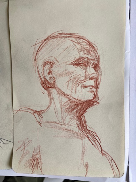 Série Cinco minutos - 7, Justino, desenho a lápis, 2020.