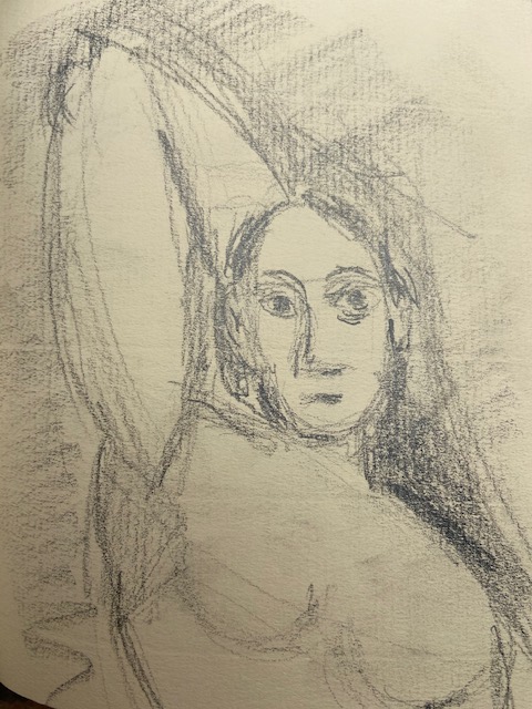Selfies -2, Justino, desenho a lápis, 2019.
