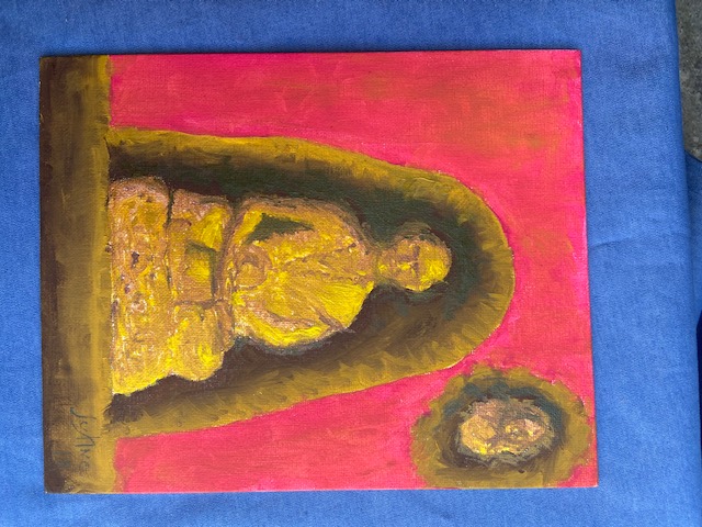 Spare Time 5: Santo e Altar, Justino, acrílico em canvas board, 2019.