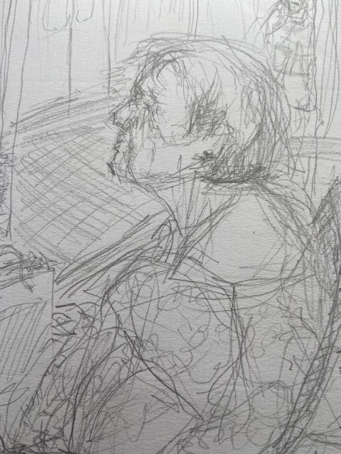 No metrô - 9, Justino, lápis, 2019.