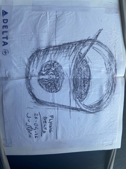 Flying Delta - ALTERNATIVO, Justino, caneta em guardanapo, 2016.