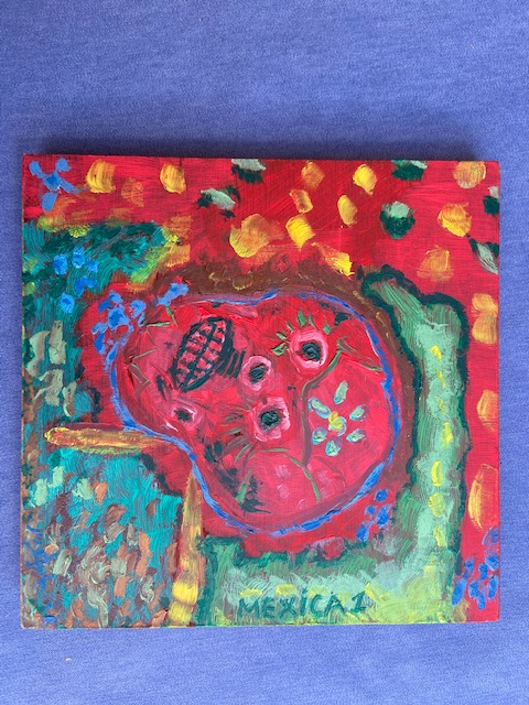 MEXICA 1, Justino, acrílico em painel de aglomerado, 2018.