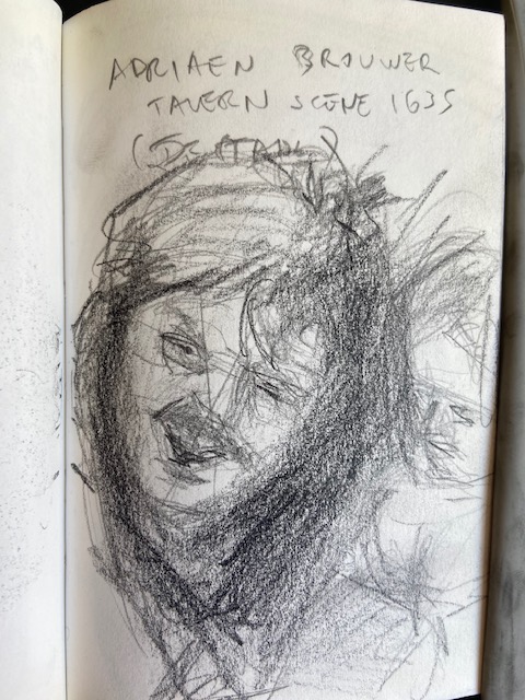 Adriaen Brouwer, National Gallery London, Justino, lápis, 2017.