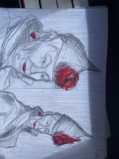 Dama de Ouros: Variações, Justino, grafite e china marker, 2020.