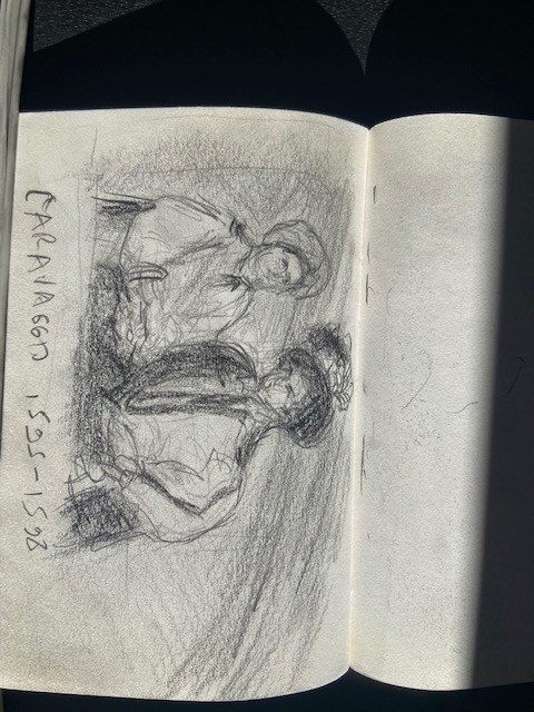 Caravaggio, Louvre, Justino, Lápis, 2017.