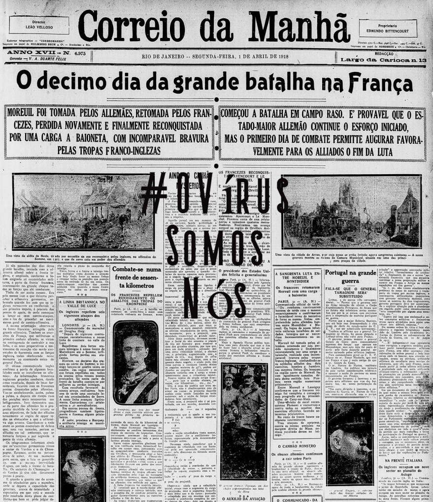 OVírusCorreioDaManhã1918, Justino, 2020.