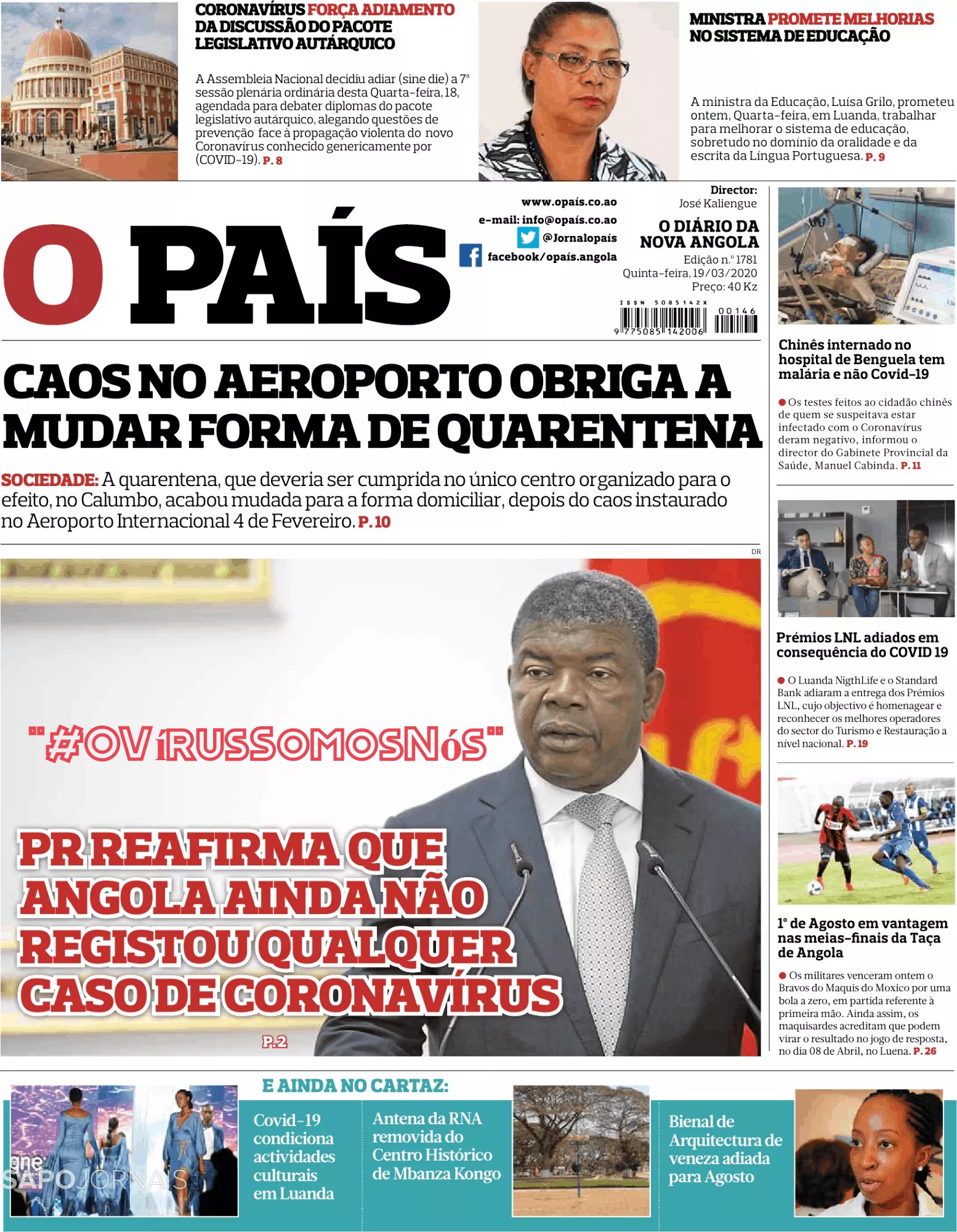 OVírusPaisAngola, Justino, 2020.