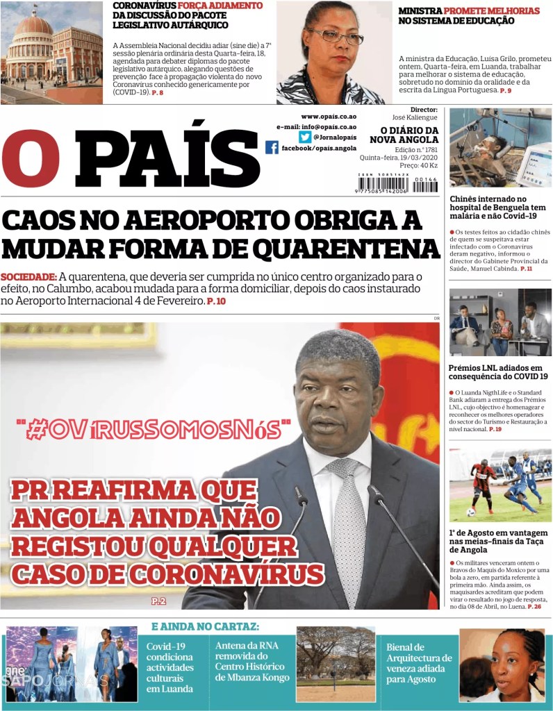 OVírusPaisAngola, Justino, 2020.