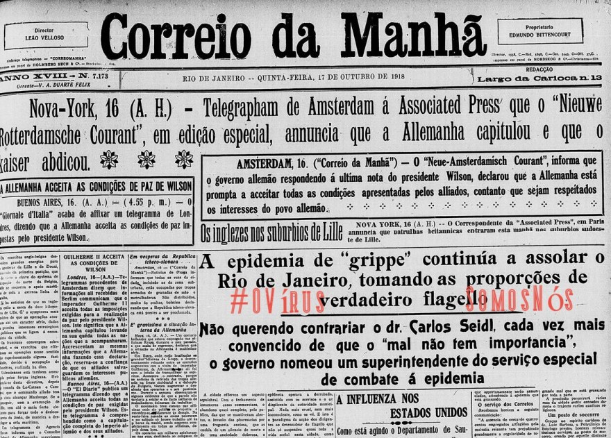 OVirusCorreioDaManhã1918 , Justino, 2020.
