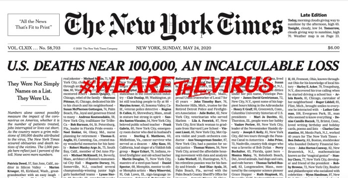 #WeAreTheVirus: USA 100,000 deaths’&nbsp;mark