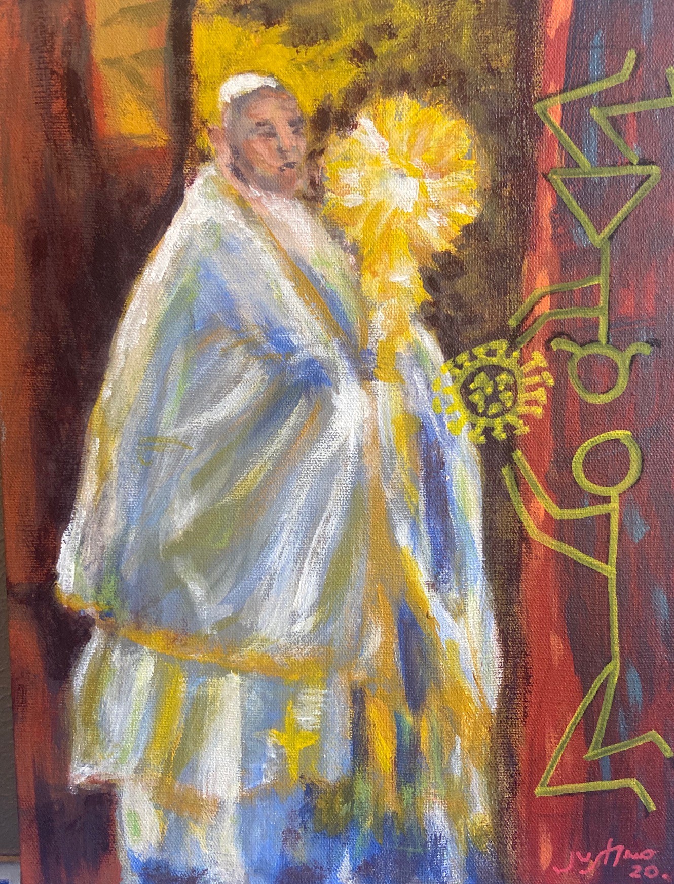 Francisco está só - 1, Justino, acrílico em canvas, 21 x 15 , 2020.