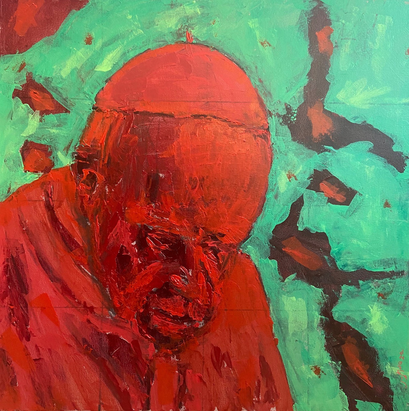 Francisco está só - 3, Justino, acrílico em tela, 60 x 60, 2020.