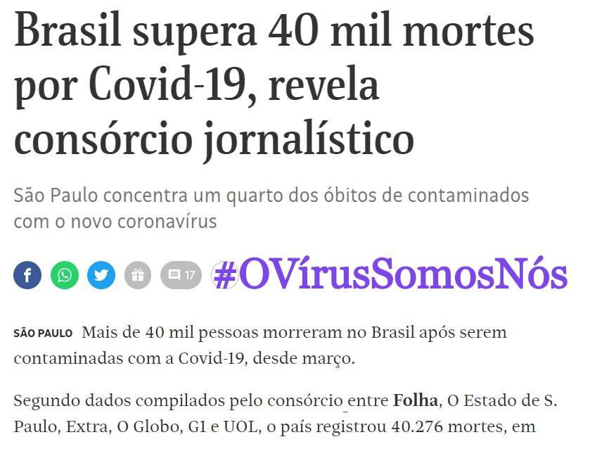 Brasil40MilMortes, Justino, Digital, 2020.