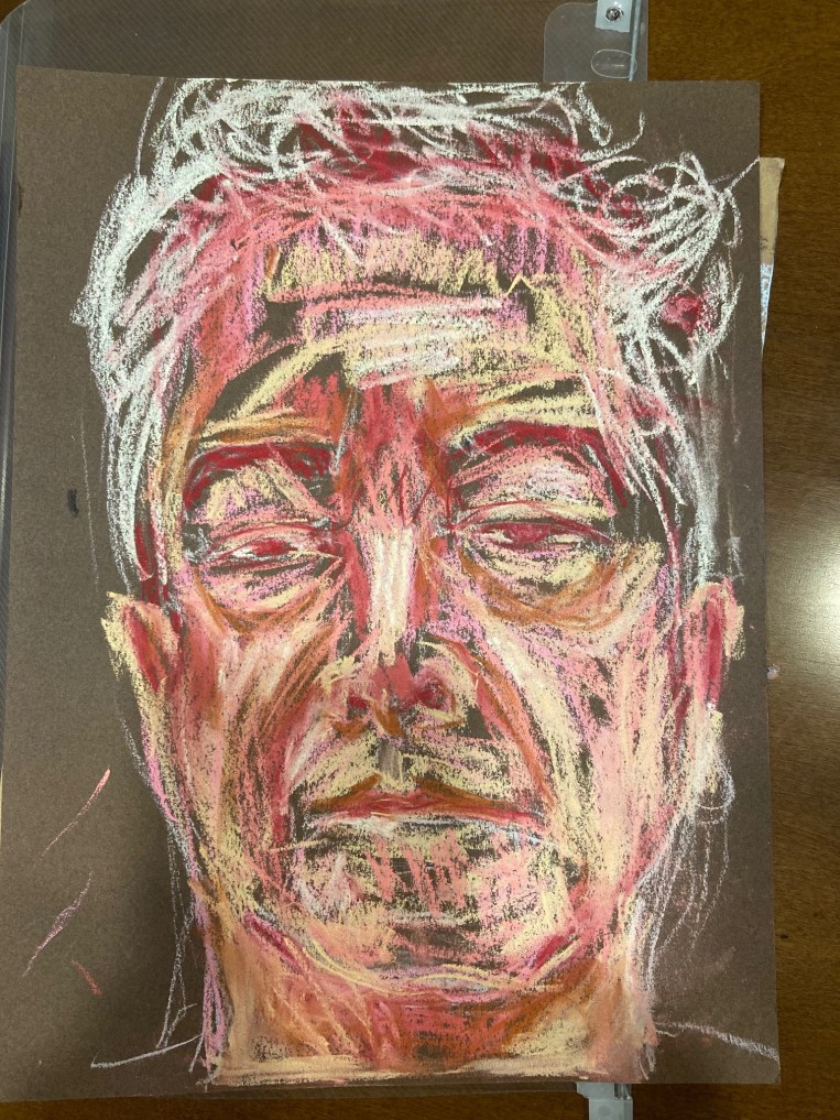 Autorretratos a pastel, Justino, 2020.