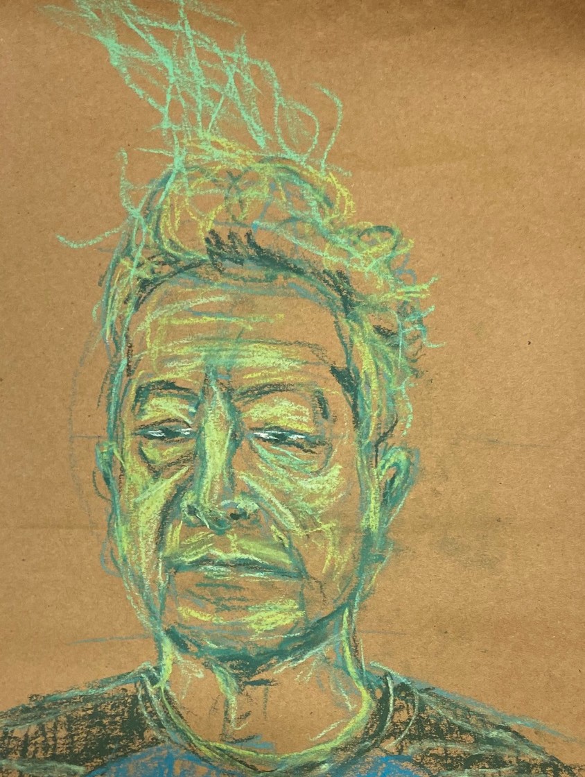 Autorretratos a pastel, Justino, 2020.