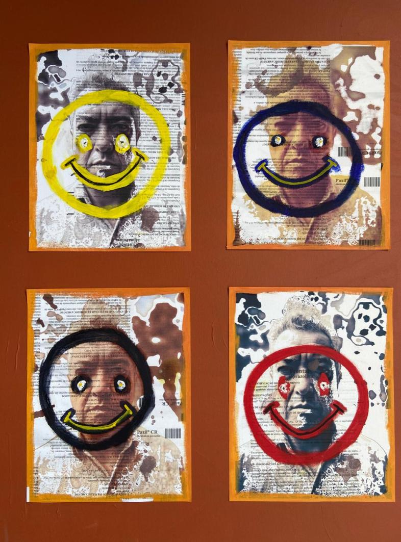 "Cloridrato de Paroxetina", Justino, IMpressão em tela, acrílica e óleo, 2020.