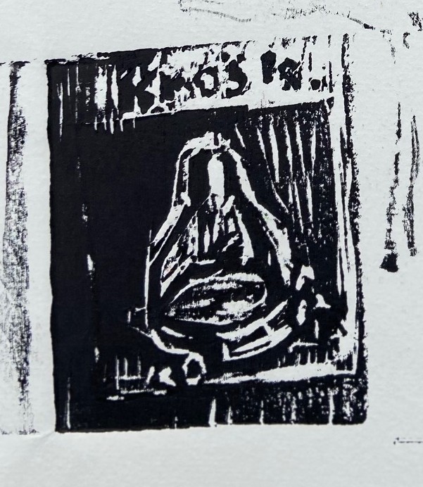 "A Variante Duchamp", Justino, xilogravura, 2020.