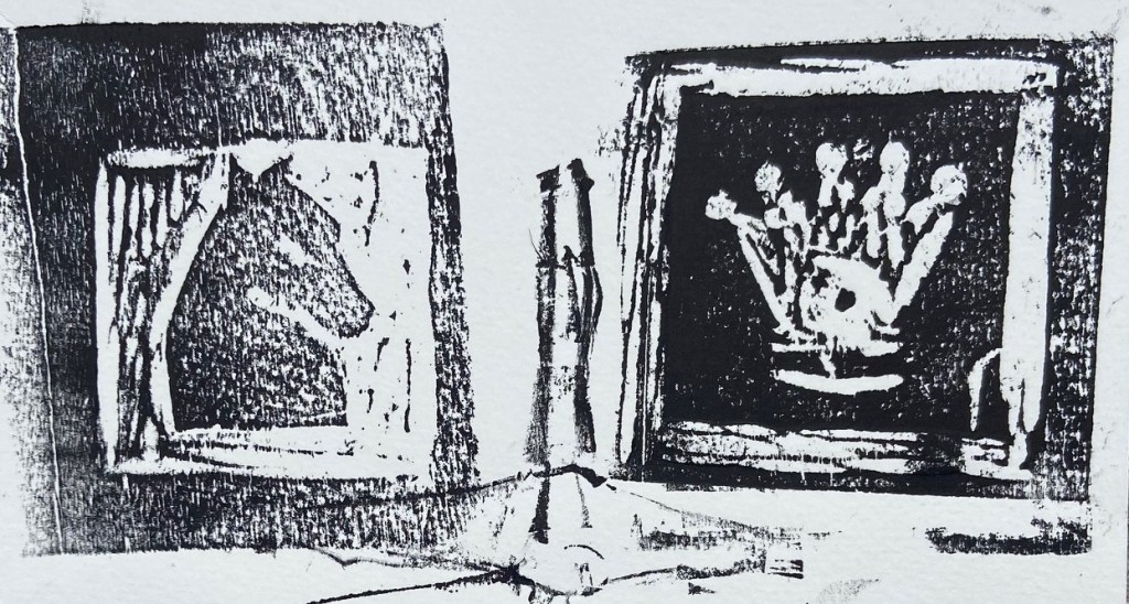 "O Dilema de Beth Harmon - 6: Dama e o Caval(heir)o", Justino, xilogravura, 2020.