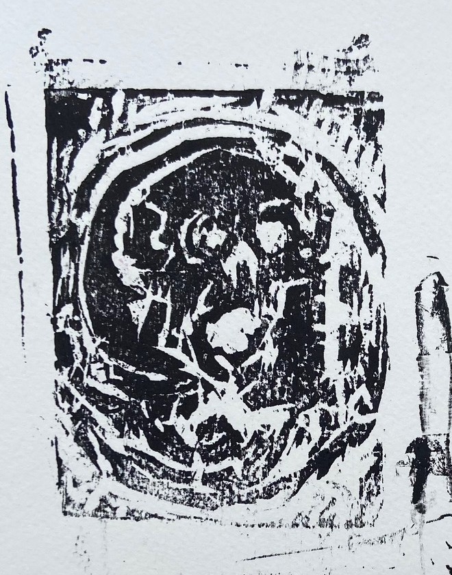 "O Dilema de Beth Harmon - 6: Mate em 55 lances", Justino, xilogravura, 2020.