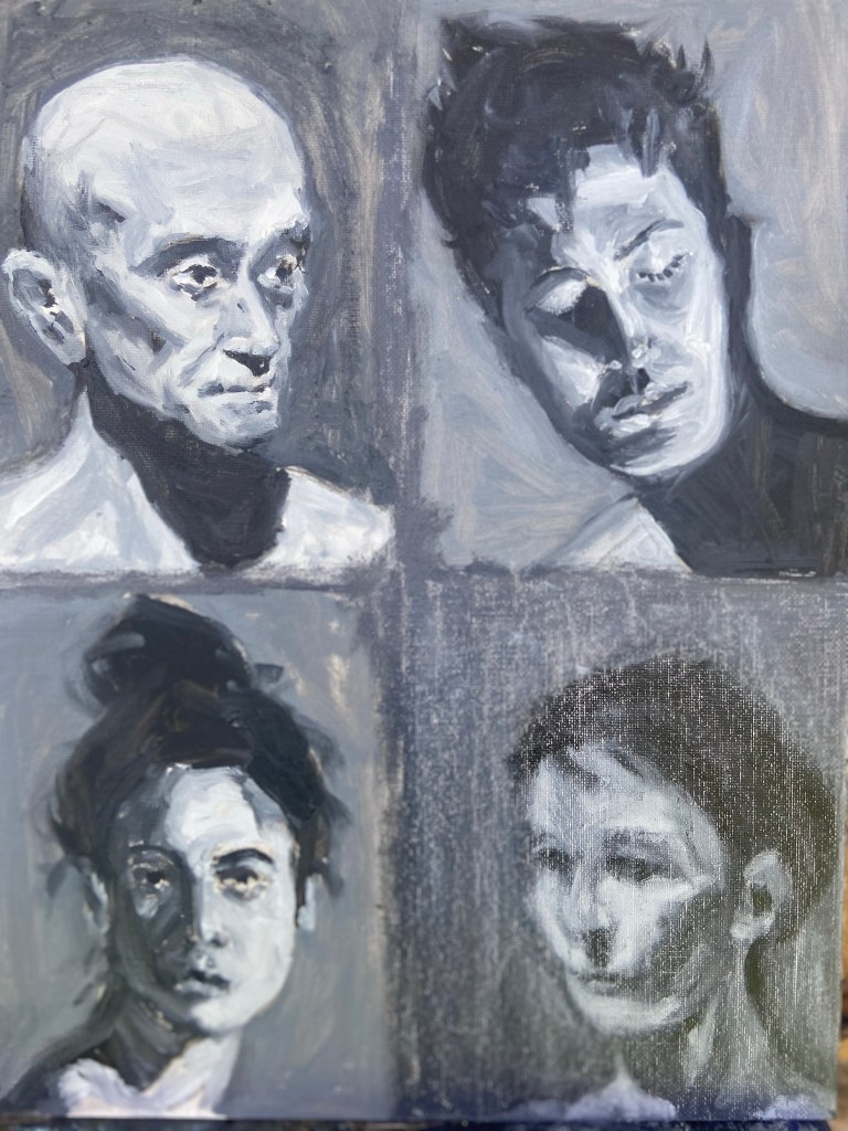Retrato Contemporâneo - 12, Justino, óleo em canvas board, 2021.