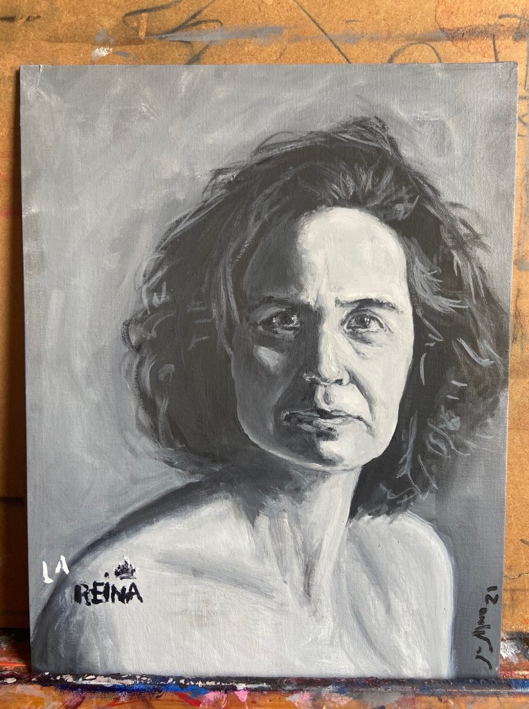 "La Reina", Justino, óleo em canvas board, 35 cm x 28 cm, 2021.