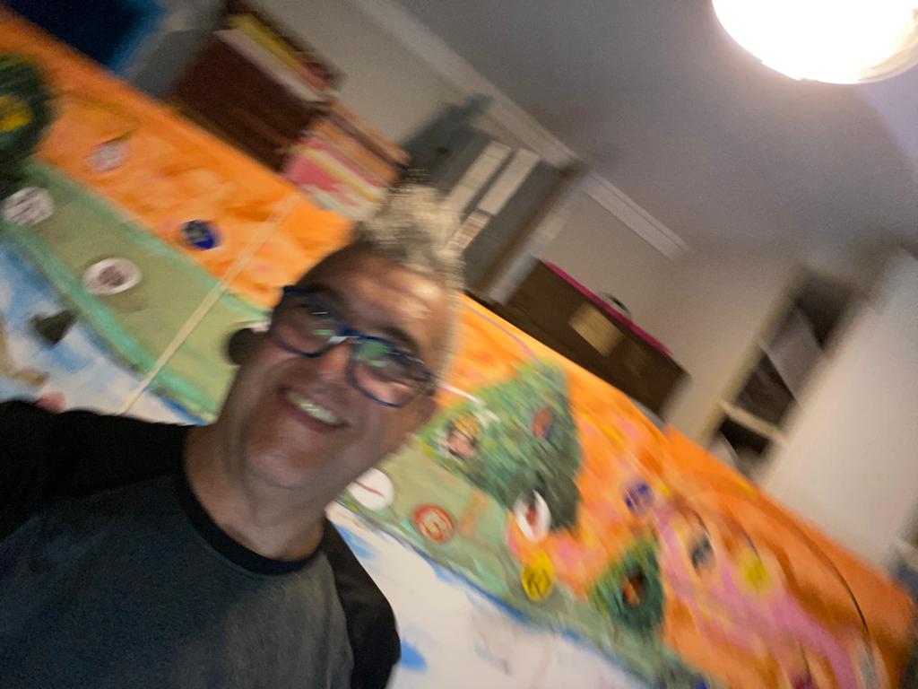 Árvore-Vida, Rio-Tempo Acrílica em três telas 80 cm x 80 cm. Justino , 2022 (trabalho em andamento)